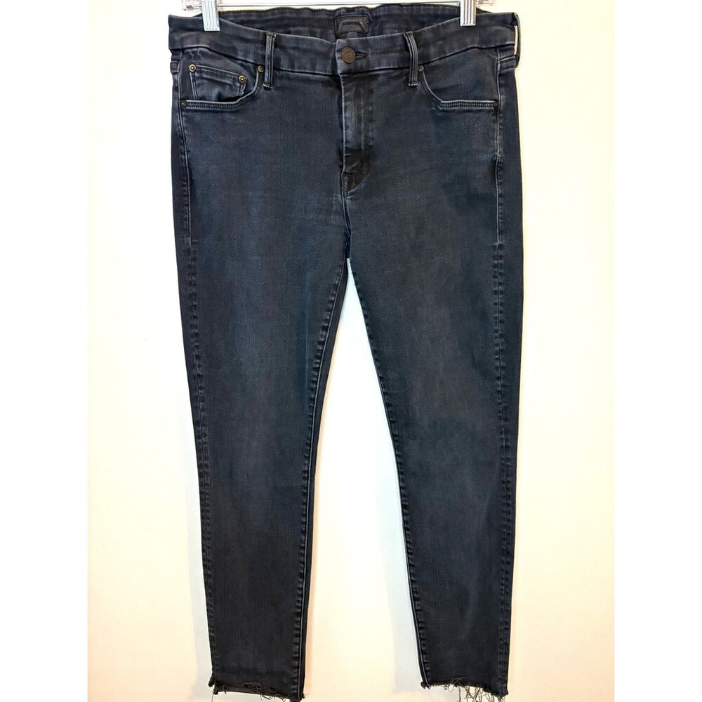 MOTHER Looker Ankle Fray Blackbird Jeans Size 31 Gray Black USA